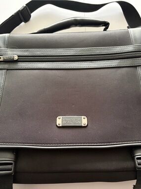 Kenneth Cole Reaction Black Laptop Briefcase with Silver Logo Plate